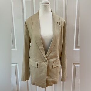 Evereve Light Tan Linen Blend Lightweight Blazer Size Small
